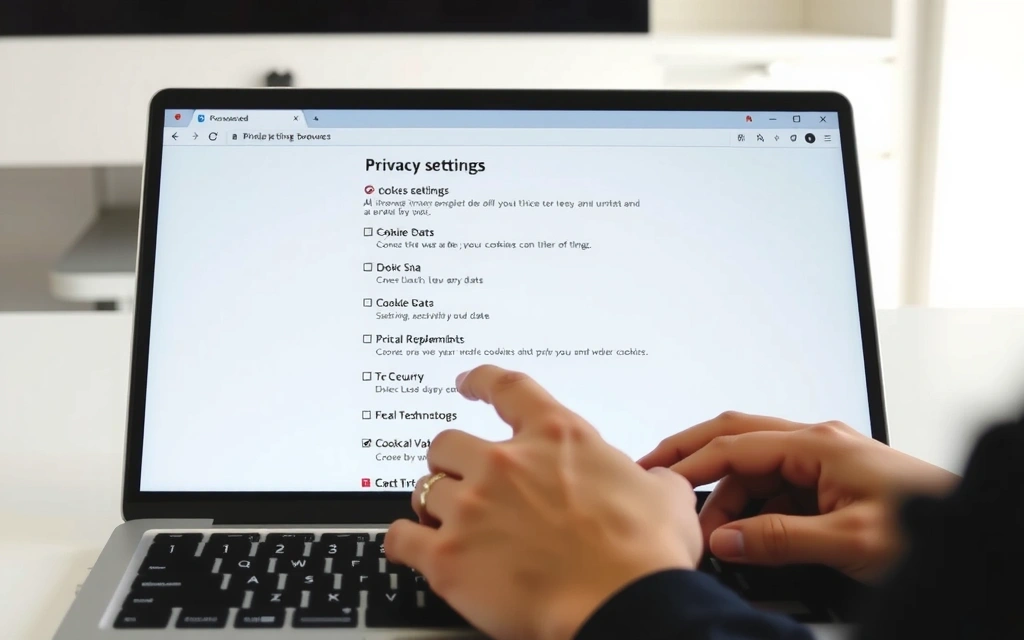 Persona configurando opciones de privacidad en un ordenador